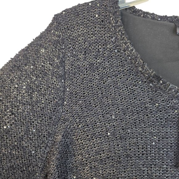 FDJ French Dressing Sequined Tunic Medium Black Sparkle NYE Dainty Fairy y2k New - Picture 2 of 7